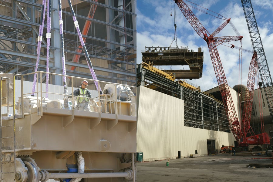 Steel Dynamics Incorporated 300 ton crane using synthetic rope