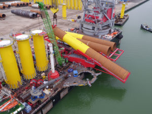 Cortland lifting slings used for transporting offshore wind farm equipment