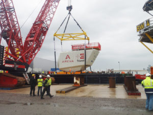 Custom Cortland lifting slings used to lift and transport wind farm equipment
