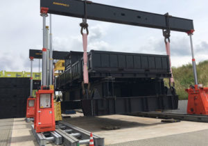 Cortland Selantic® Round slings in use on an Enerpac Gantry
